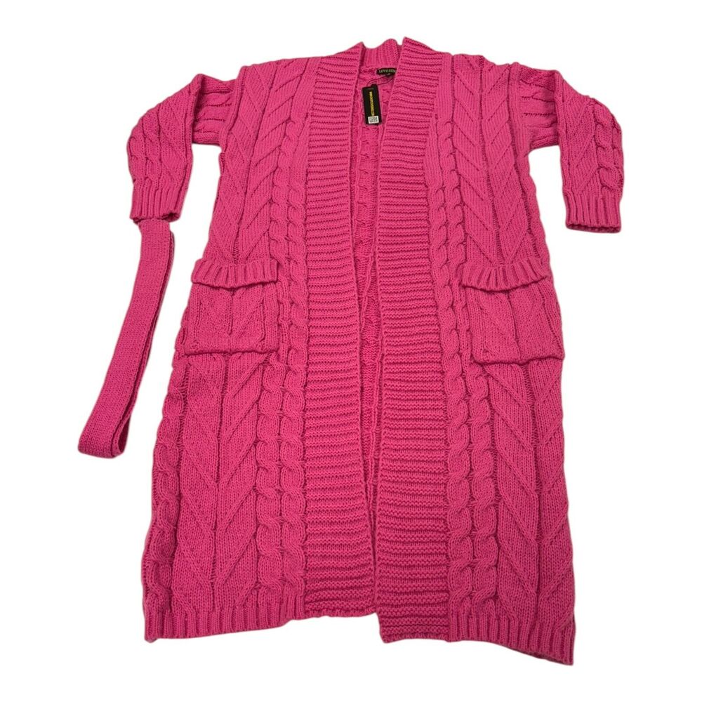 Love Sense Women's Cardigans Cover Up Crochet Pink Size Small